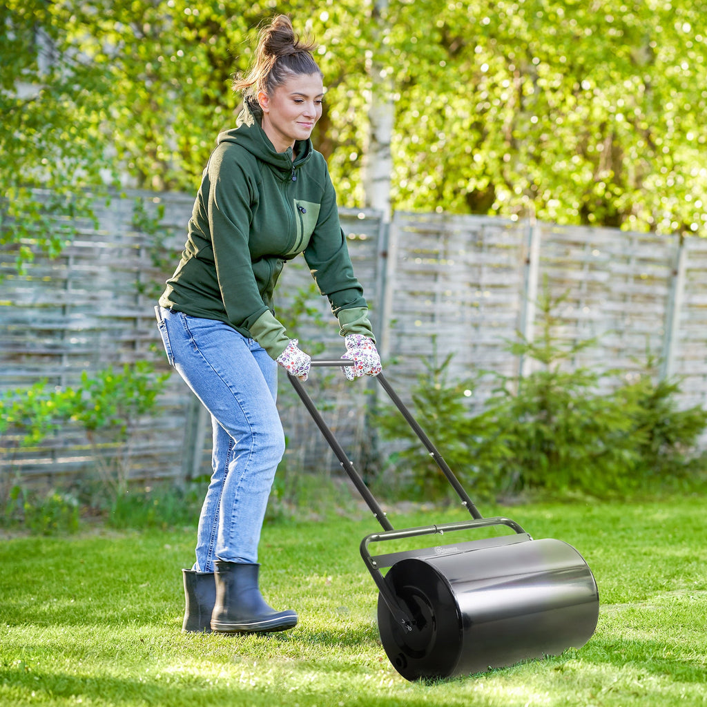 38L Fillable Cylinder Steel Lawn Roller - Black-1