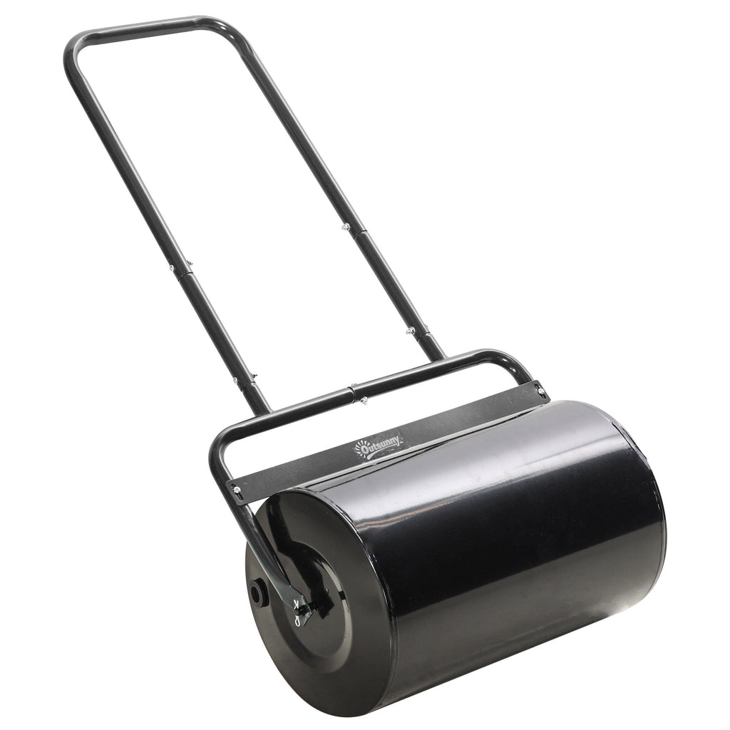 38L Fillable Cylinder Steel Lawn Roller - Black-0